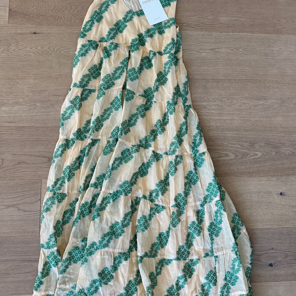 NWT Sezane Editions Robe Longue Marina Jaquard Vert Green size 6 - Picture 6 of 7